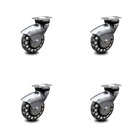 Service Caster 3 Inch Bright Chrome Hooded Polyurethane Top Plate Casters SCC, 4PK SCC-03S310-PPUBD-BC-4